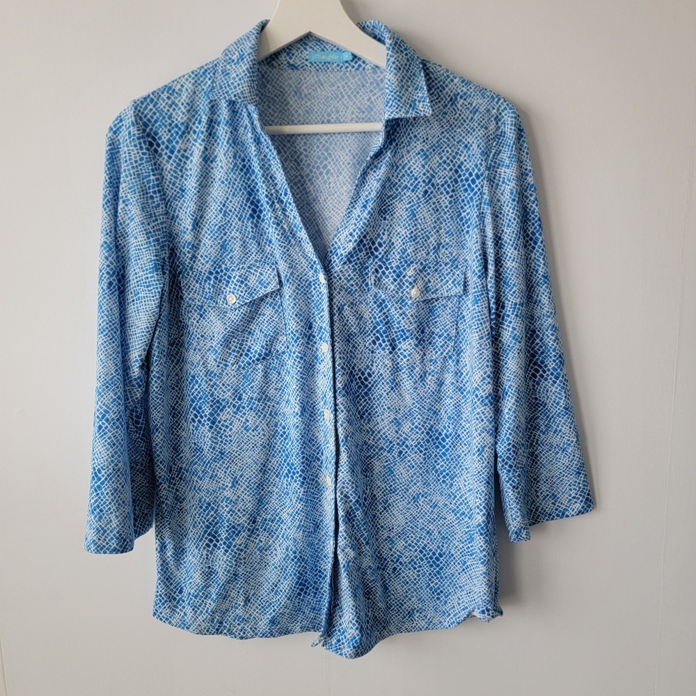 J.mclaughlin women's brynn lyford jersey shirt size M 3/4 sleeve Button front